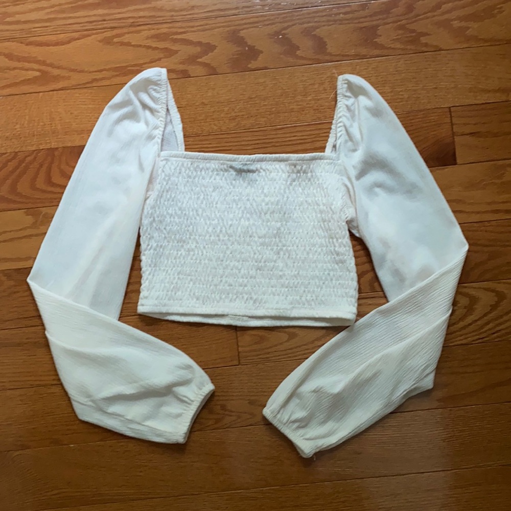 white long sleeve top